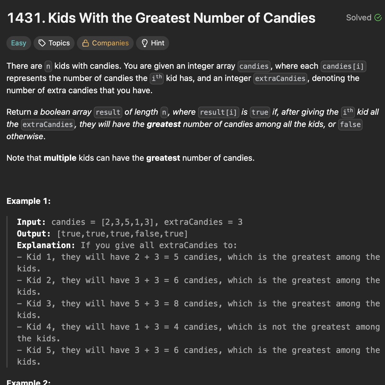 LC: 1431 : Kids with greatest number of candies